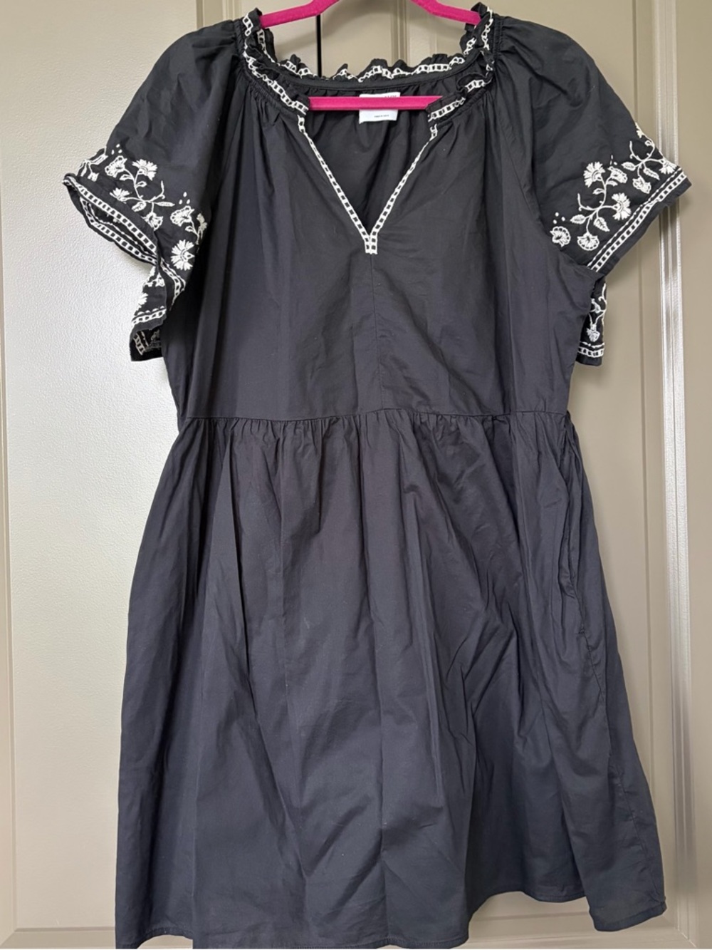 Old Navy Black Sundress with  White Embroidery